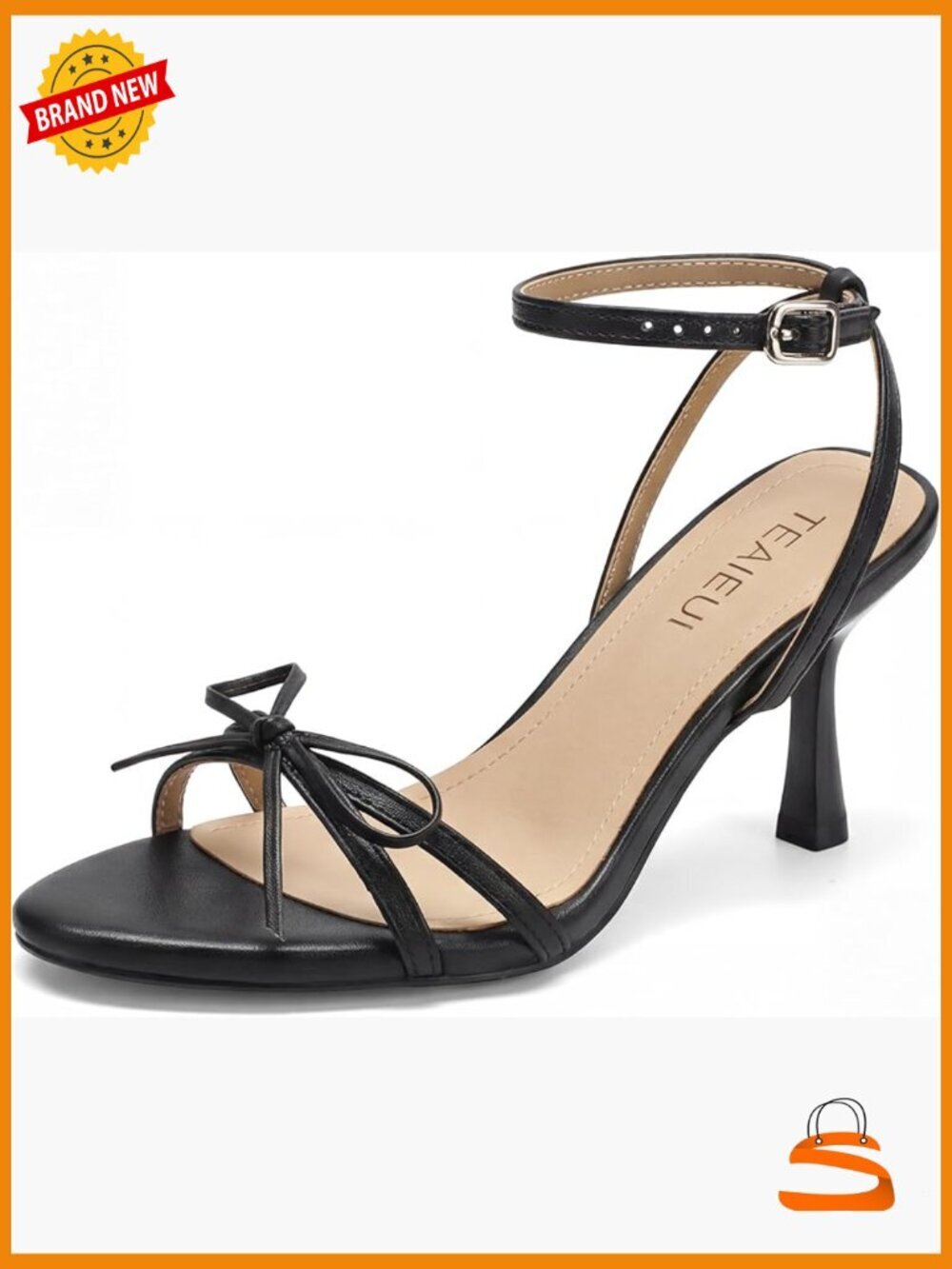 Kitten Heel Sandals with Bow, Open Toe Strappy Heels 2.9 inch